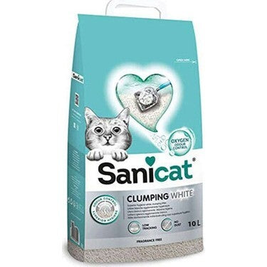 Sanicat Clumping Cotton Fresh Oksijen Kontrol Emici Bentonit Kedi Kumu 10 LT WHITE | SRC: Barcode: 8411514805784